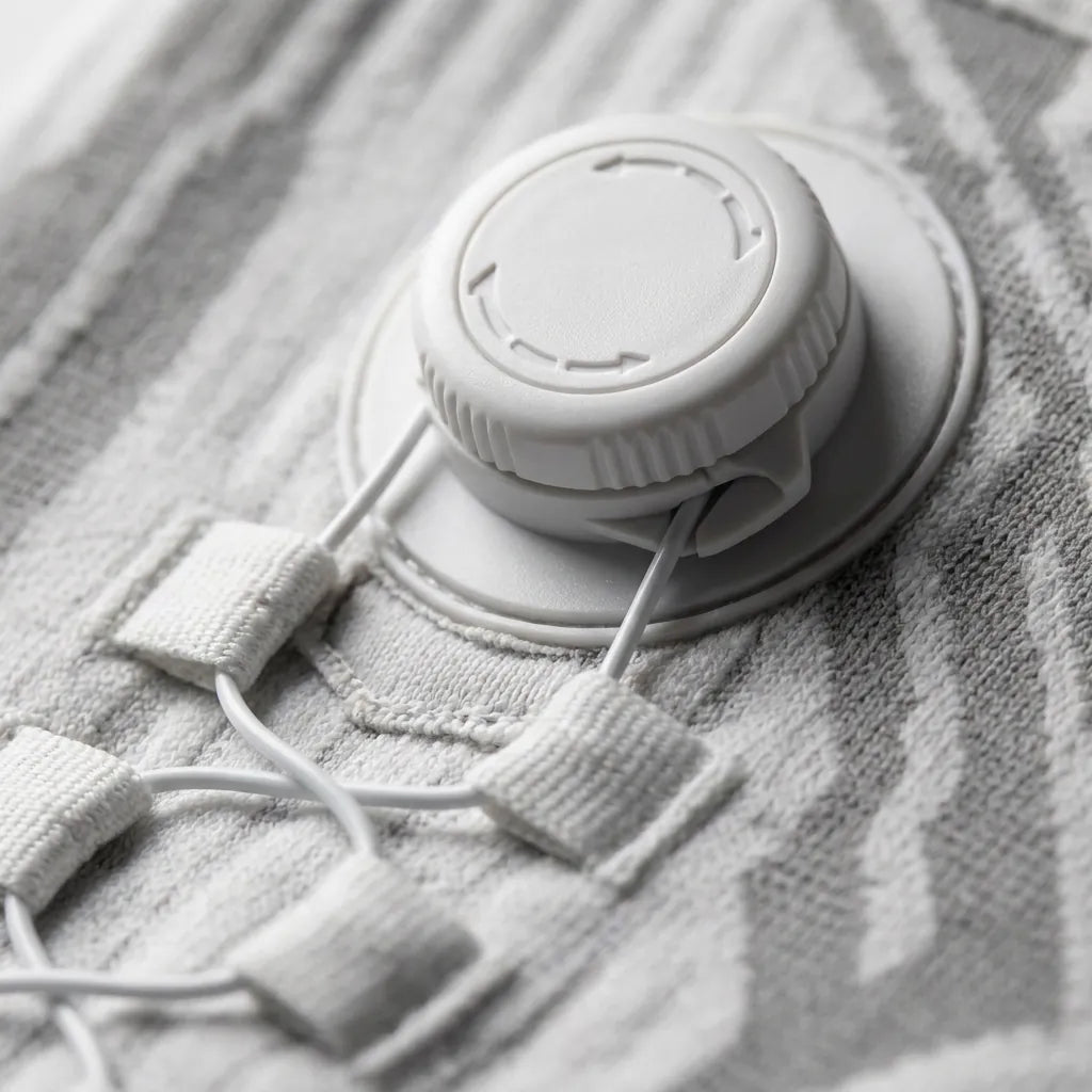 Close-up of the dial and laces